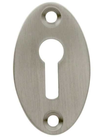 Plain Keyhole Cover - 1 7/8 x 1 1/8 inch in Satin Nickel.